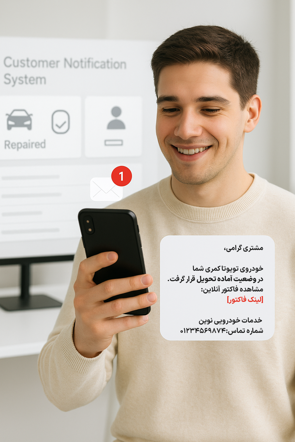 نمونه پیامک مشتری تعمیرگاه خودرو